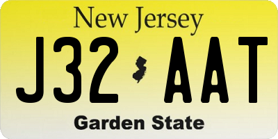 NJ license plate J32AAT