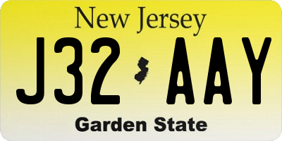 NJ license plate J32AAY