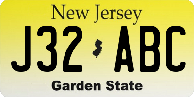 NJ license plate J32ABC