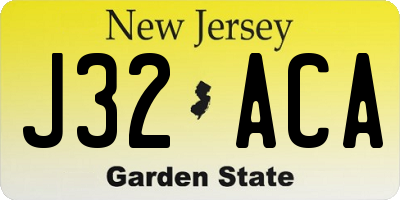 NJ license plate J32ACA