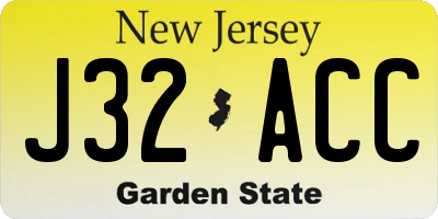 NJ license plate J32ACC