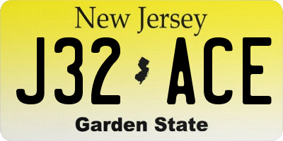 NJ license plate J32ACE