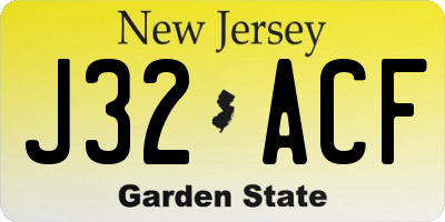 NJ license plate J32ACF