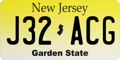 NJ license plate J32ACG