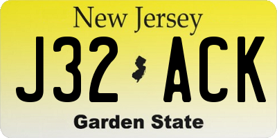 NJ license plate J32ACK