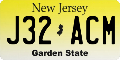 NJ license plate J32ACM