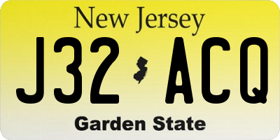NJ license plate J32ACQ
