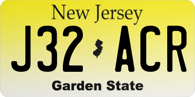 NJ license plate J32ACR