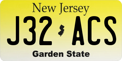 NJ license plate J32ACS