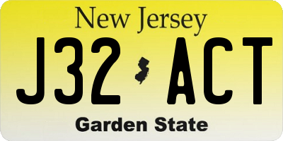 NJ license plate J32ACT