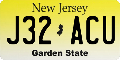 NJ license plate J32ACU