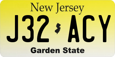 NJ license plate J32ACY