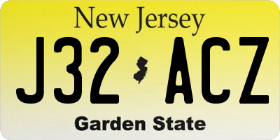 NJ license plate J32ACZ