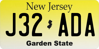 NJ license plate J32ADA