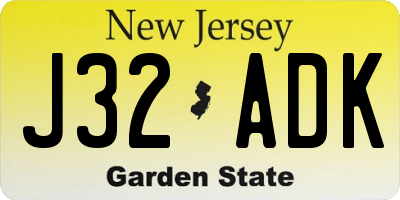 NJ license plate J32ADK