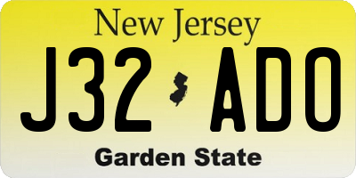 NJ license plate J32ADO