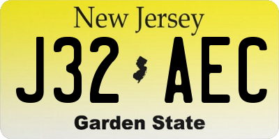NJ license plate J32AEC