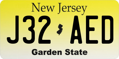 NJ license plate J32AED