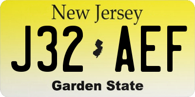 NJ license plate J32AEF