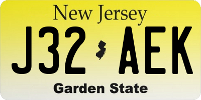 NJ license plate J32AEK