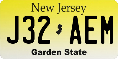 NJ license plate J32AEM