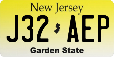 NJ license plate J32AEP