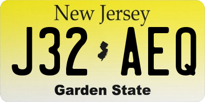 NJ license plate J32AEQ