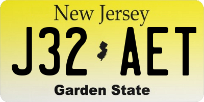 NJ license plate J32AET