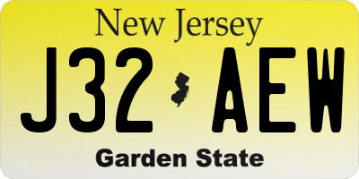 NJ license plate J32AEW