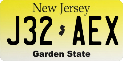 NJ license plate J32AEX