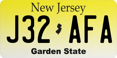 NJ license plate J32AFA