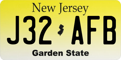 NJ license plate J32AFB