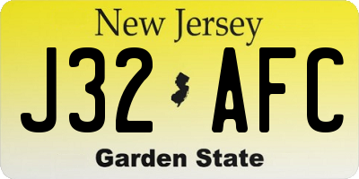 NJ license plate J32AFC