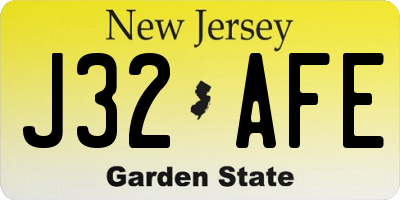 NJ license plate J32AFE
