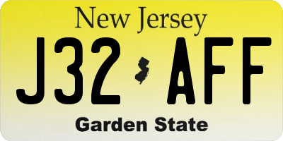 NJ license plate J32AFF