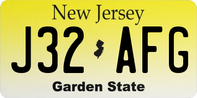 NJ license plate J32AFG