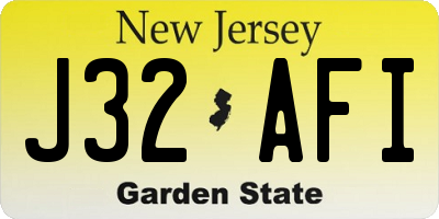 NJ license plate J32AFI