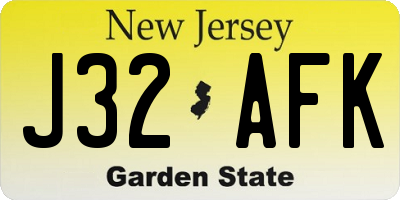 NJ license plate J32AFK