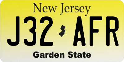 NJ license plate J32AFR