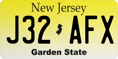 NJ license plate J32AFX