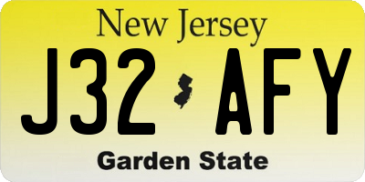 NJ license plate J32AFY