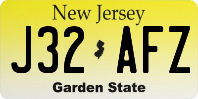 NJ license plate J32AFZ