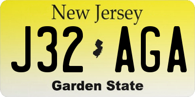 NJ license plate J32AGA