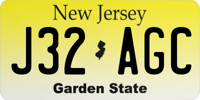 NJ license plate J32AGC