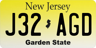 NJ license plate J32AGD