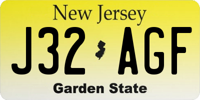 NJ license plate J32AGF