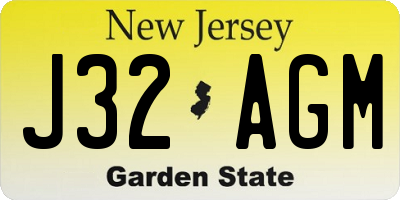 NJ license plate J32AGM