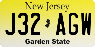 NJ license plate J32AGW