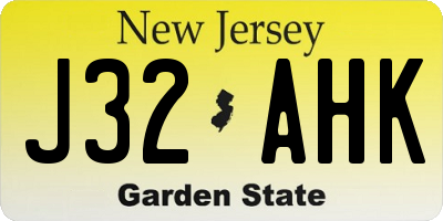 NJ license plate J32AHK
