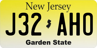 NJ license plate J32AHO